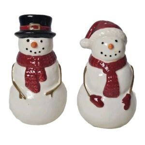 Snowman Collectible Ceramic Salt And Pepper Shakers Christmas Decor